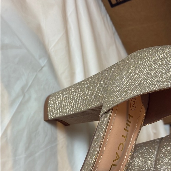 Gold Strappy Heels with Glitter Finish - Picture 5 of 8
